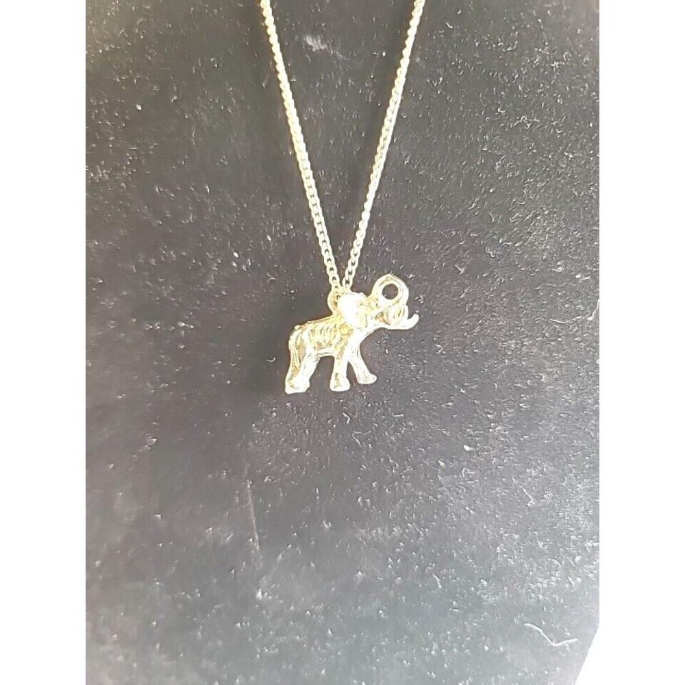 Vintage 18"  Silver Tone  Trunk Up  Elephant Pendant Necklace